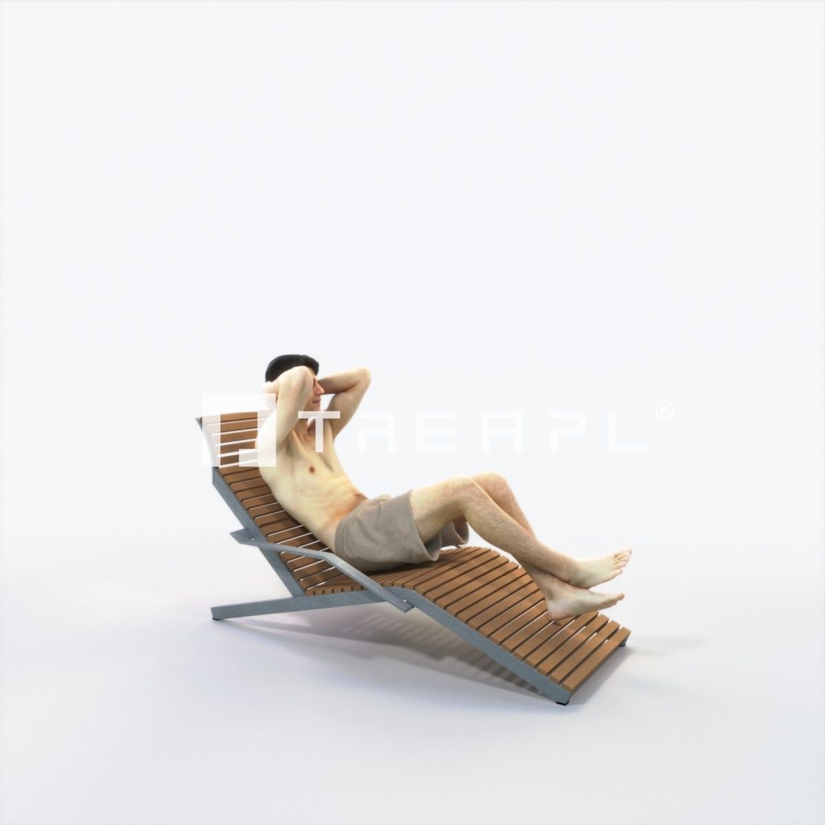 Prime 23J Beach Sitting Sports Man Low-poly 3D model_2
