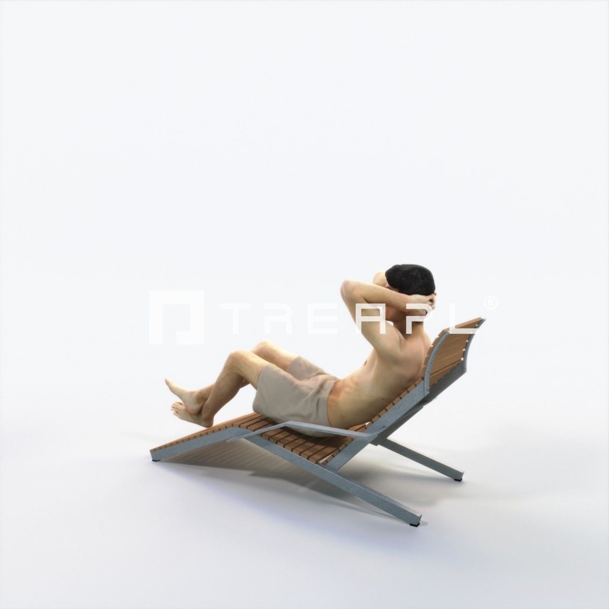 Prime 23J Beach Sitting Sports Man Low-poly 3D model_5