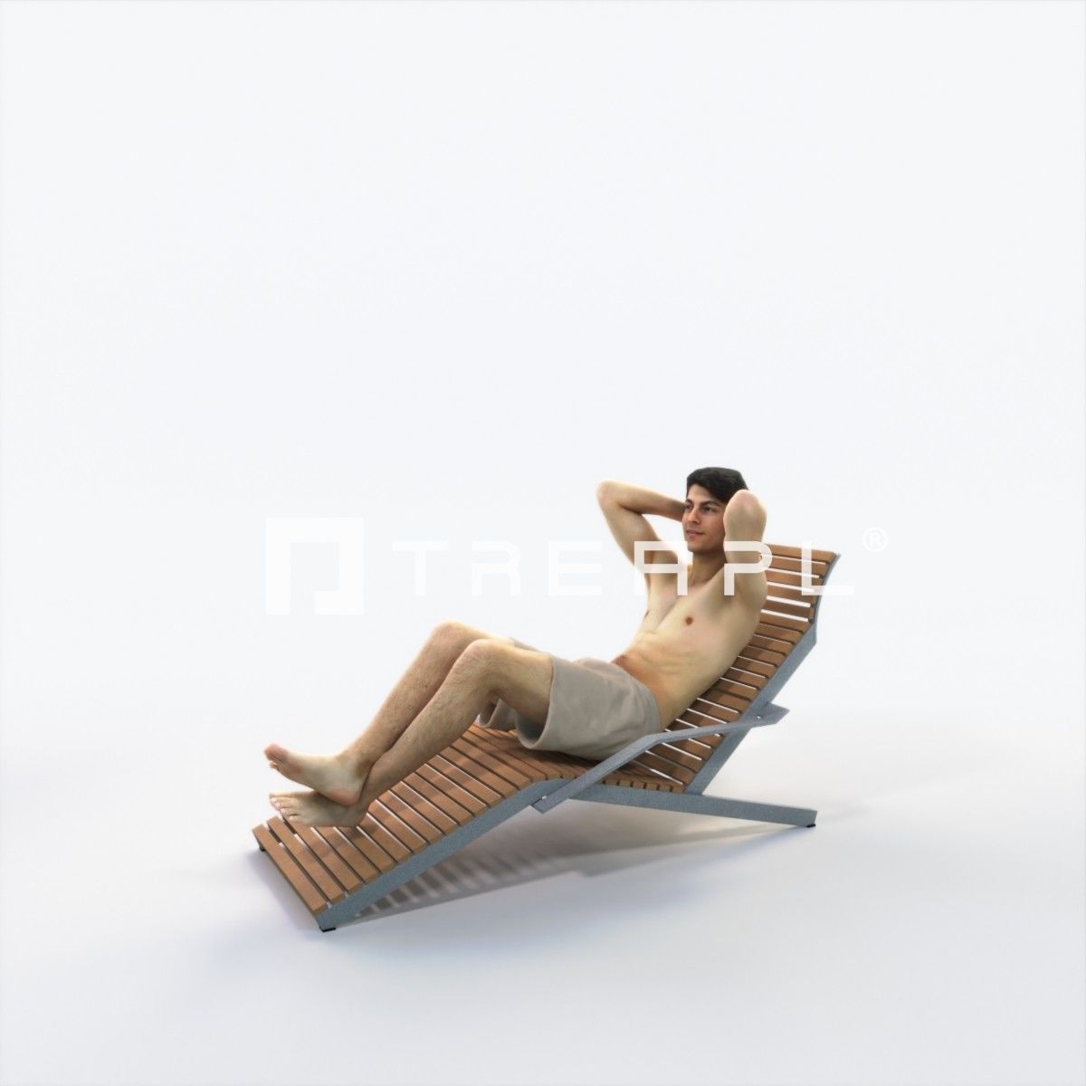 Prime 23J Beach Sitting Sports Man Low-poly 3D model_6