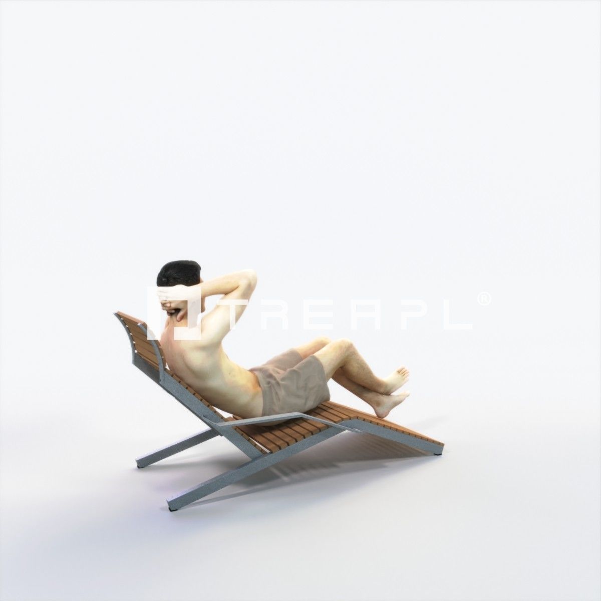 Prime 23J Beach Sitting Sports Man Low-poly 3D model_3