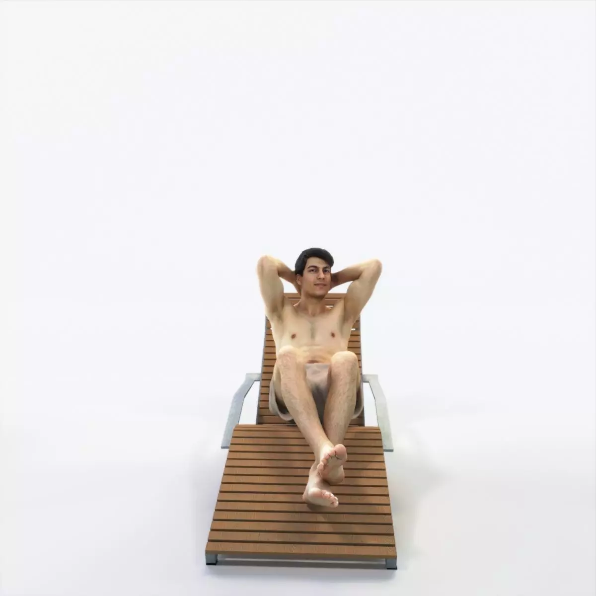 Prime 23J Beach Sitting Sports Man Low-poly 3D model_0