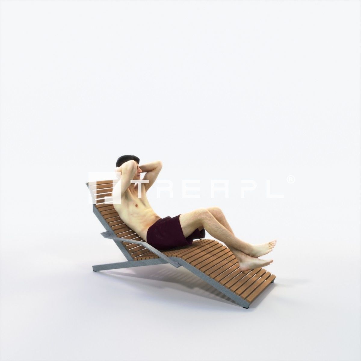 Prime 23I Beach Sitting Sports Man Low-poly 3D model_2