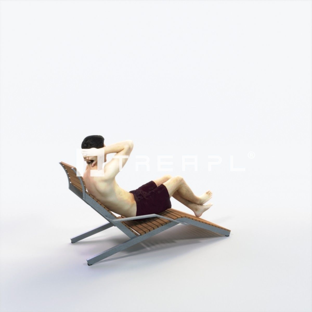 Prime 23I Beach Sitting Sports Man Low-poly 3D model_3