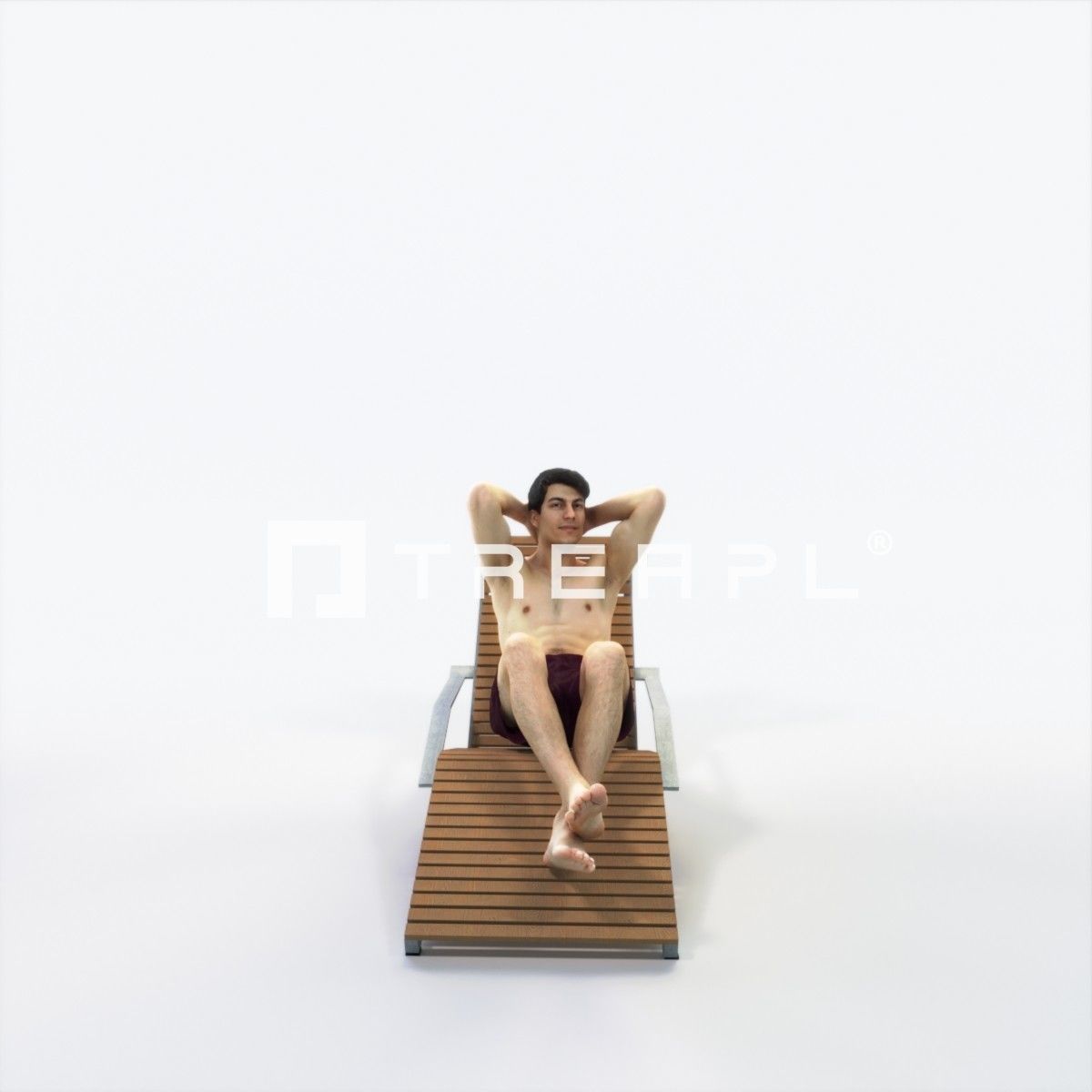 Prime 23I Beach Sitting Sports Man Low-poly 3D model_1