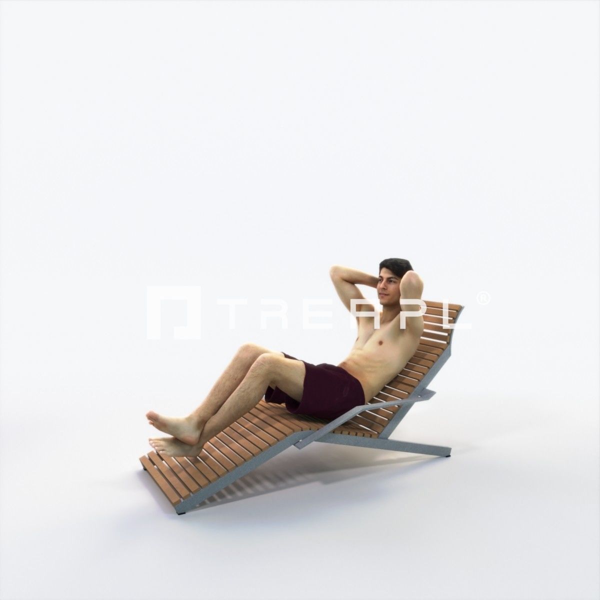 Prime 23I Beach Sitting Sports Man Low-poly 3D model_6