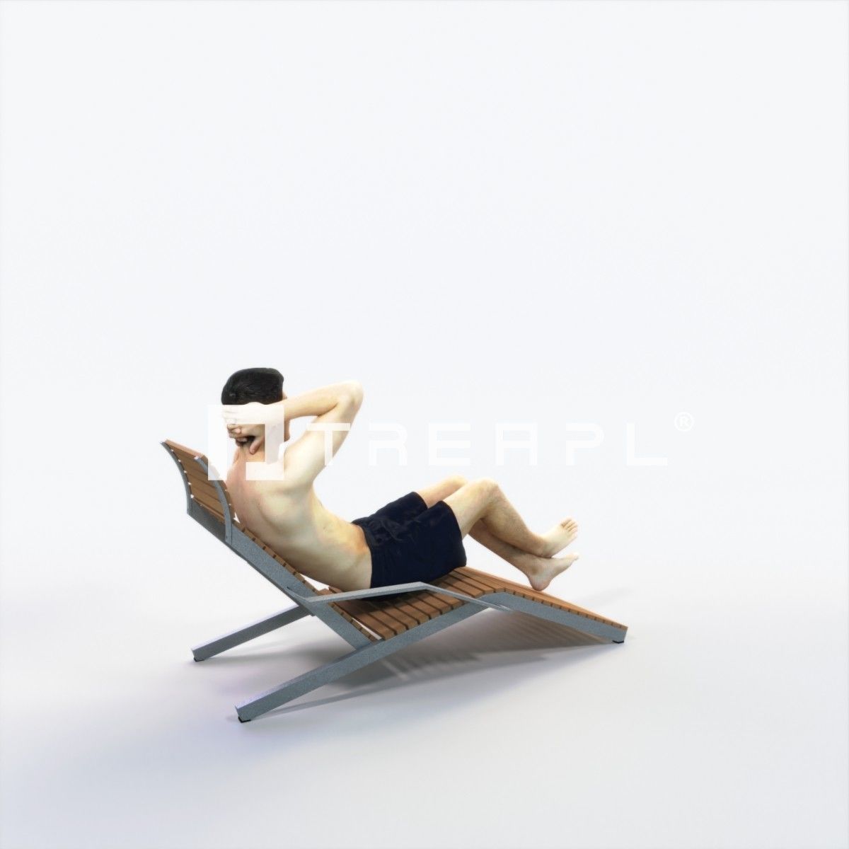 Prime 23F Beach Sitting Sports Man Low-poly 3D model_3