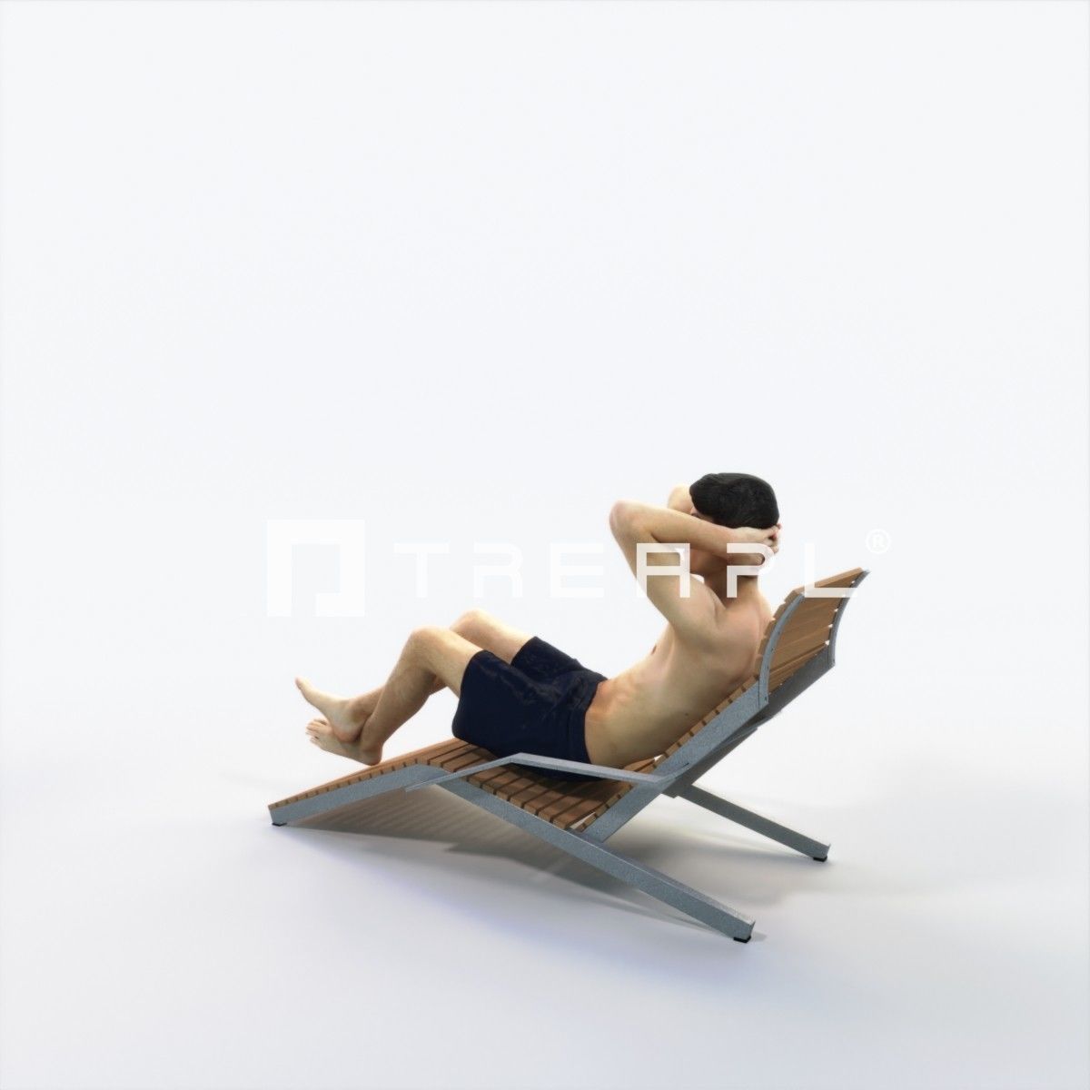Prime 23F Beach Sitting Sports Man Low-poly 3D model_5