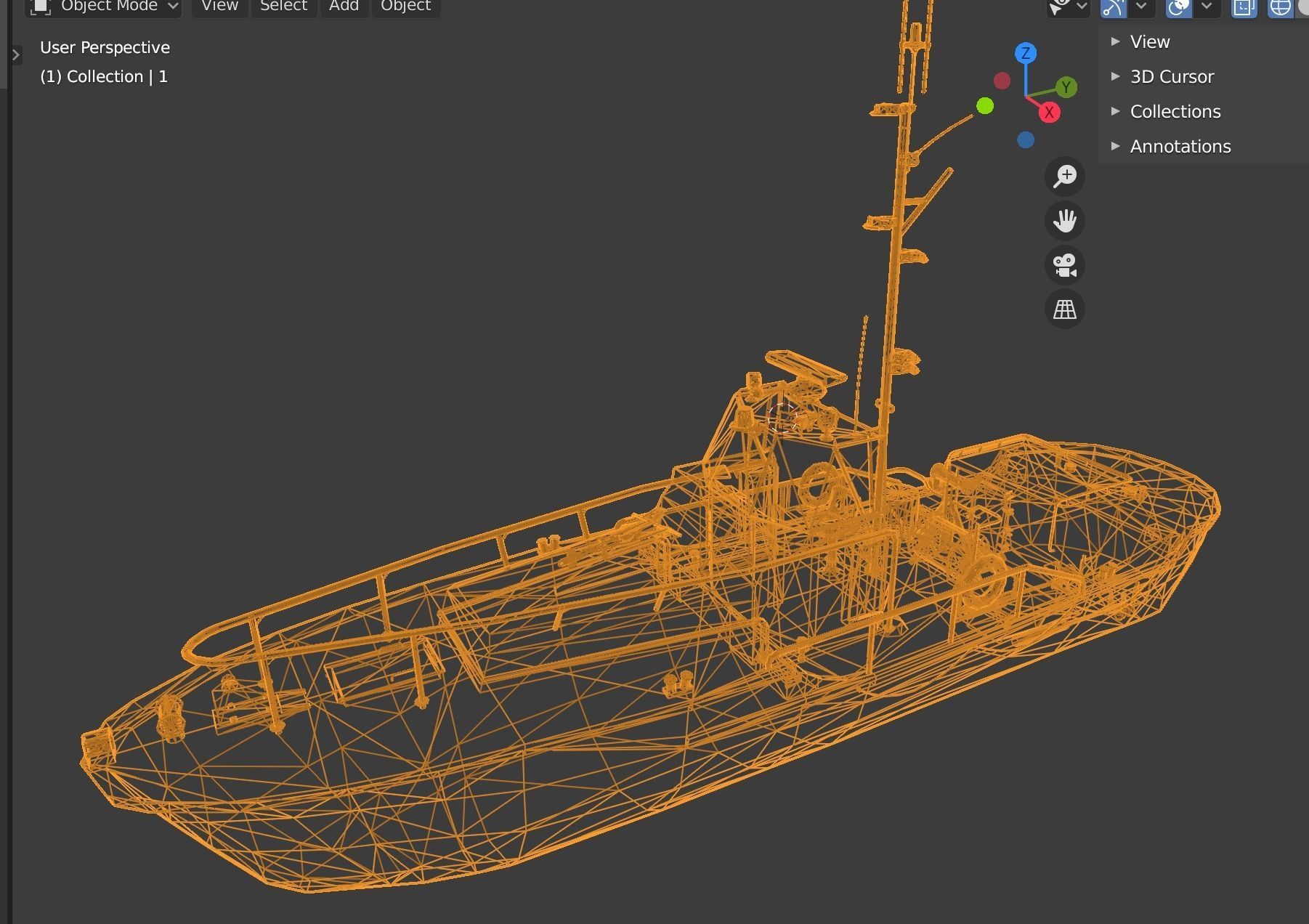 boat 3 Low-poly 3D model_2