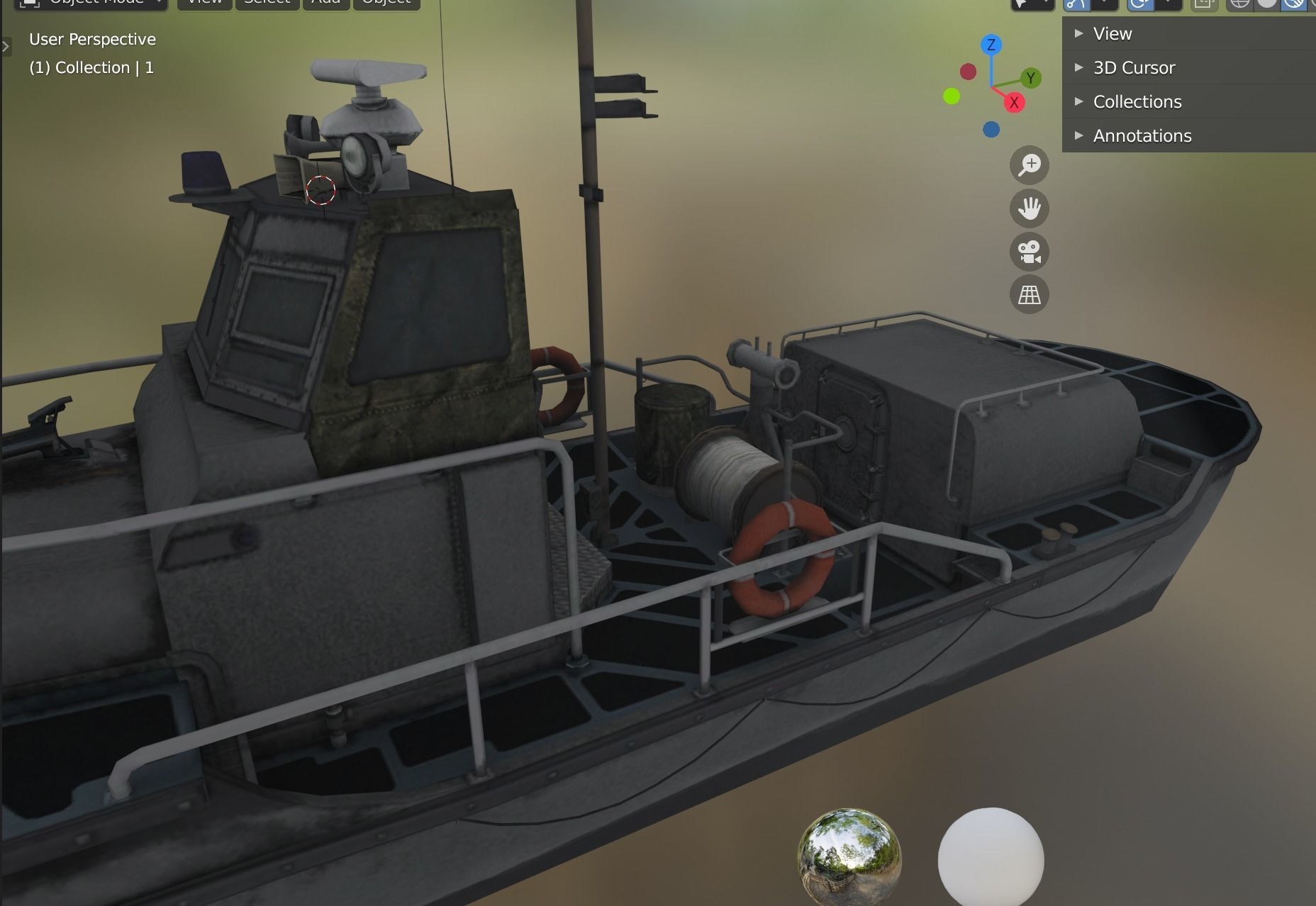 boat 3 Low-poly 3D model_4