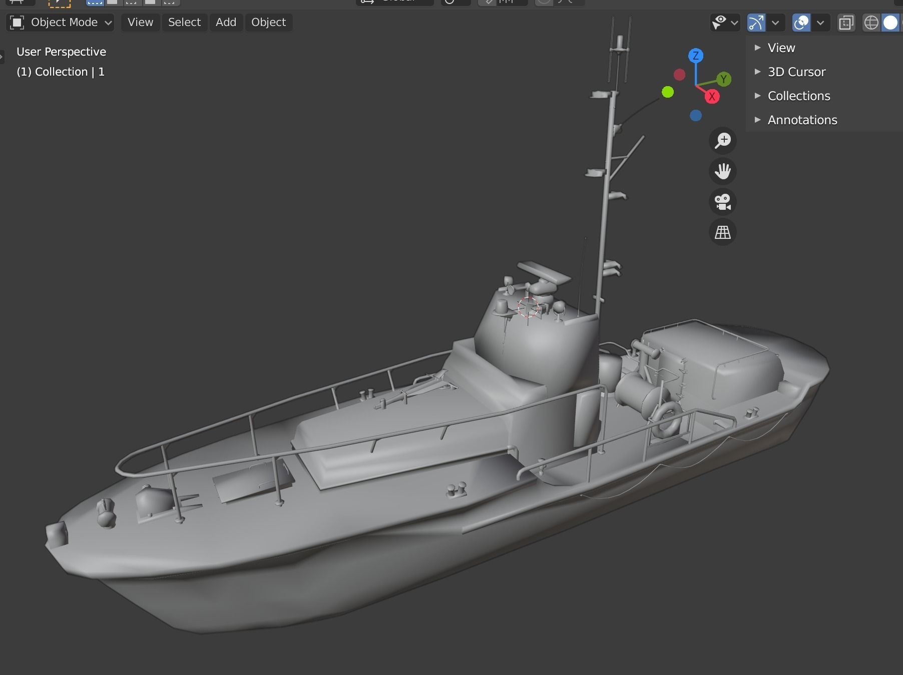 boat 3 Low-poly 3D model_1