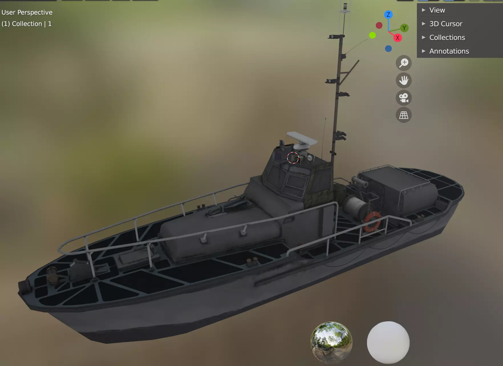 boat 3 Low-poly 3D model_0