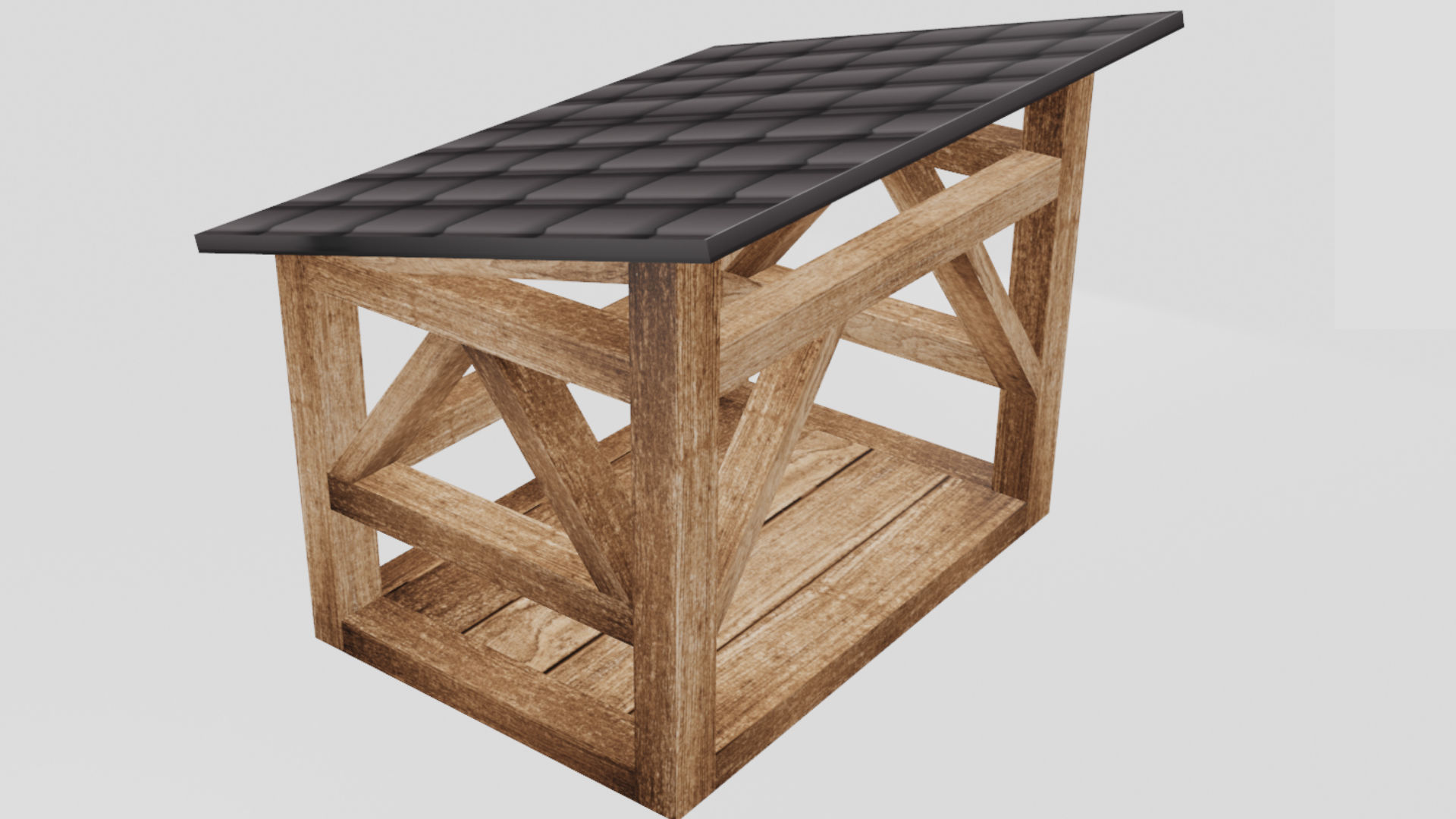 Dark Firewood Storage Low Poly Low-poly 3D model_4