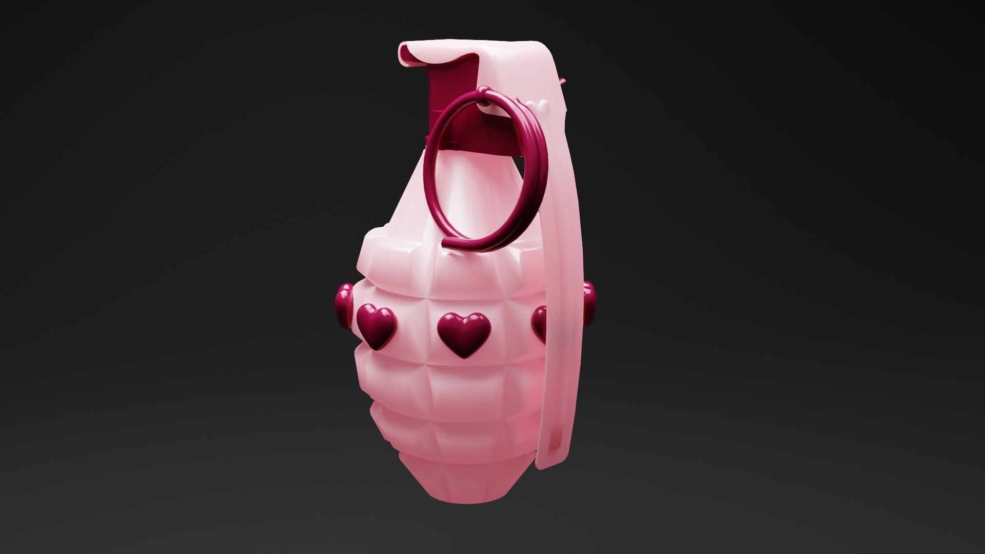Pink Grenade Low-poly 3D model_3