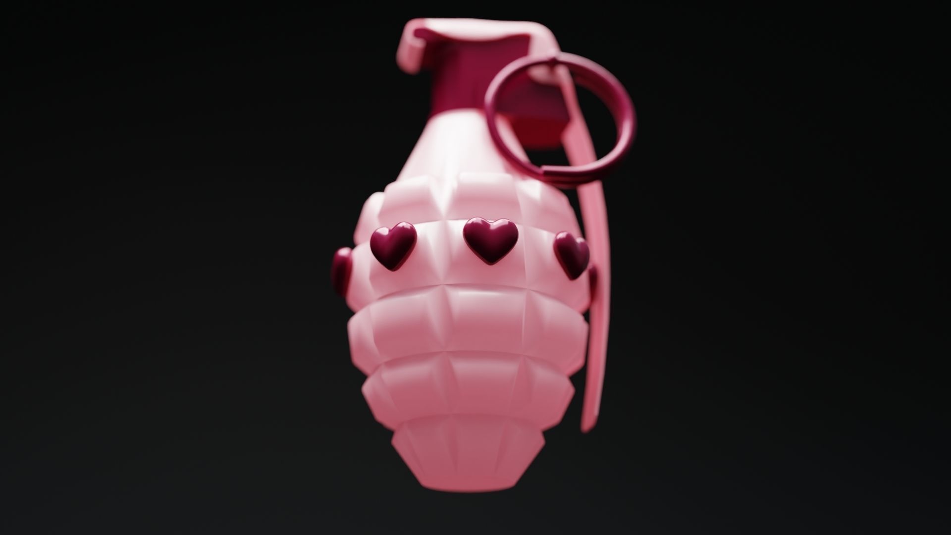 Pink Grenade Low-poly 3D model_2