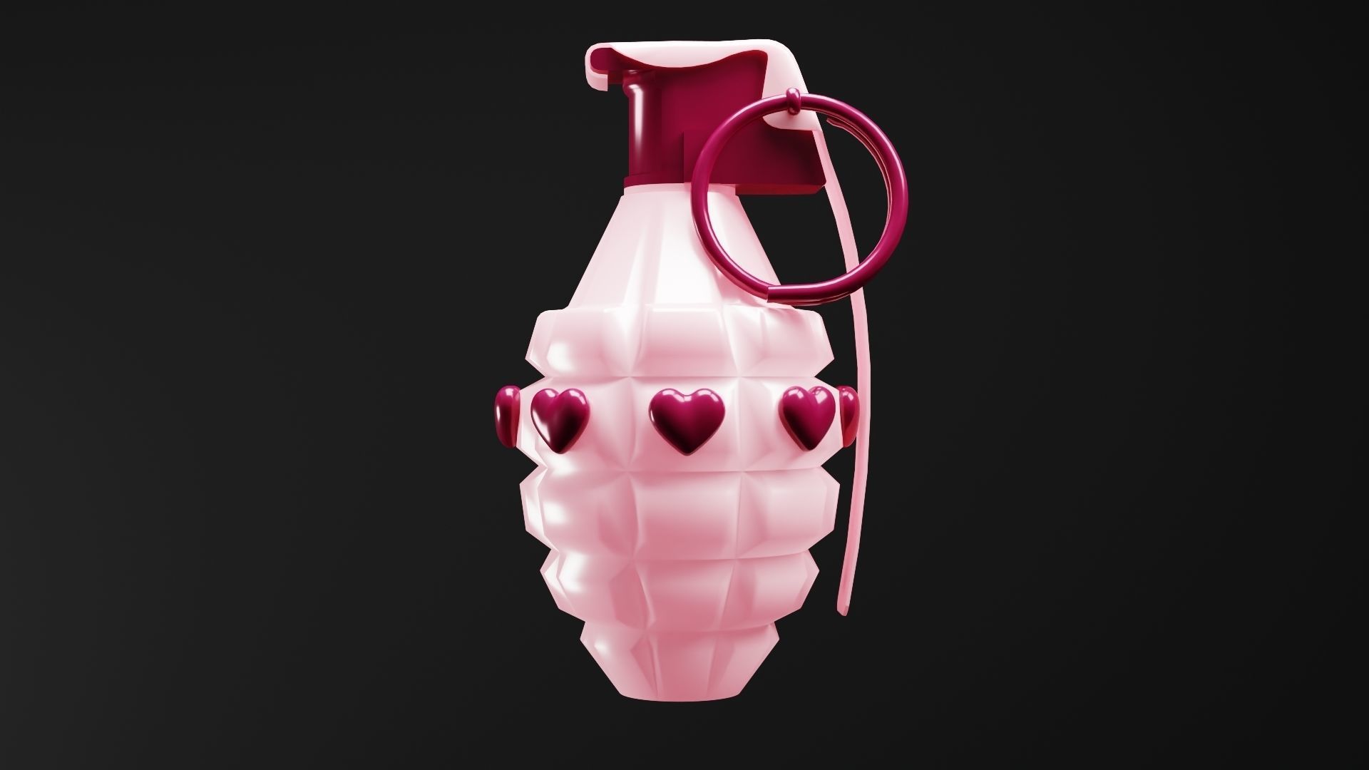 Pink Grenade Low-poly 3D model_1
