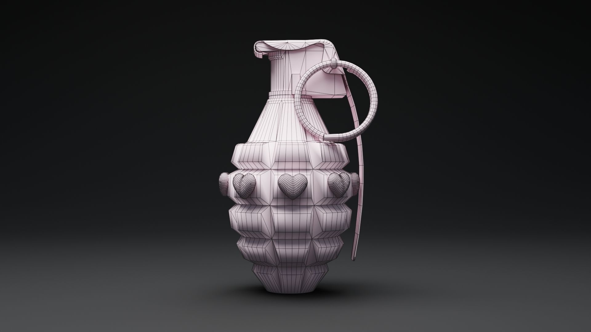 Pink Grenade Low-poly 3D model_8