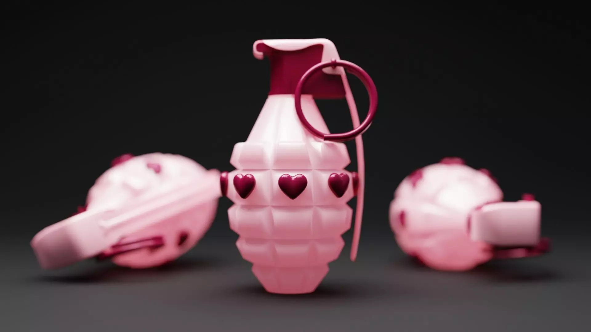 Pink Grenade Low-poly 3D model_0
