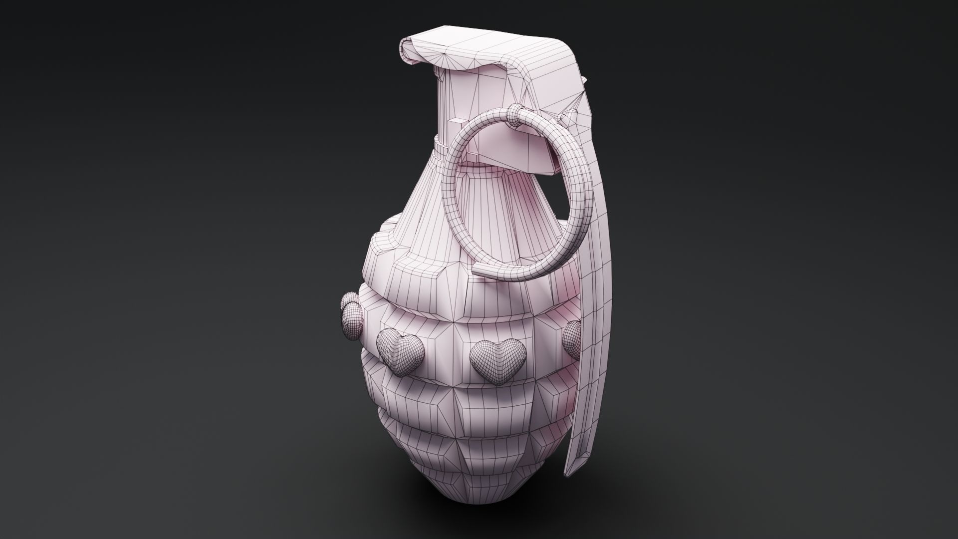 Pink Grenade Low-poly 3D model_9