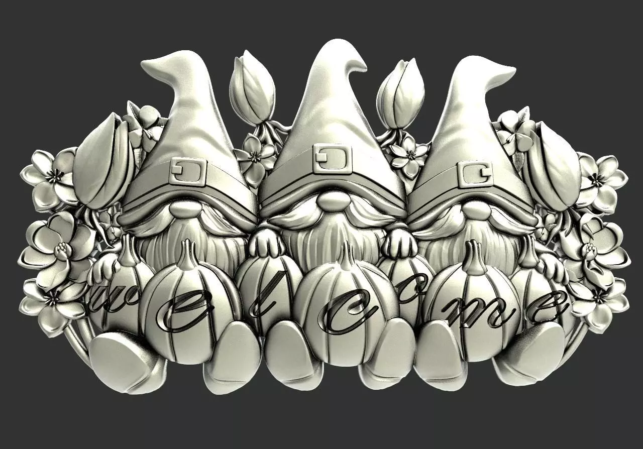 Gnomes welcome sign 3D print model