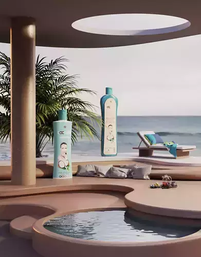 Beach Pool animation for -skin care - rodis cinema4d and vray