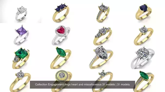 Collection Engagement rings heart and miscellaneous 31 models