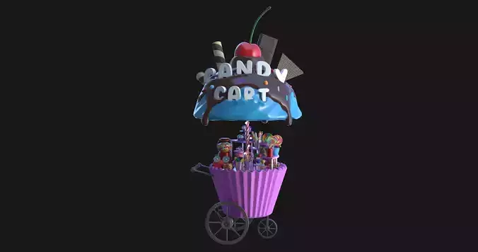 Candy Cart  - Game Ready Low-poly 3D model