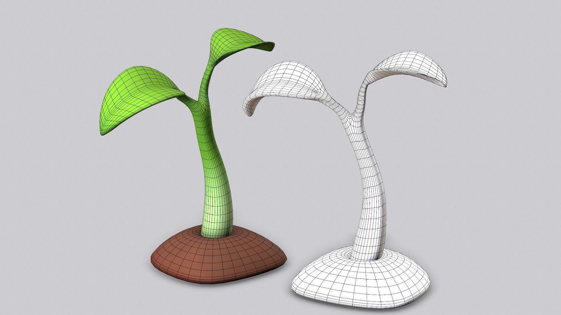 Sapling Plant Sprout Low-poly 3D model_5