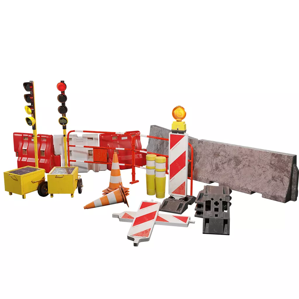 Roadwork traffic signs pack Low-poly 3D model_0