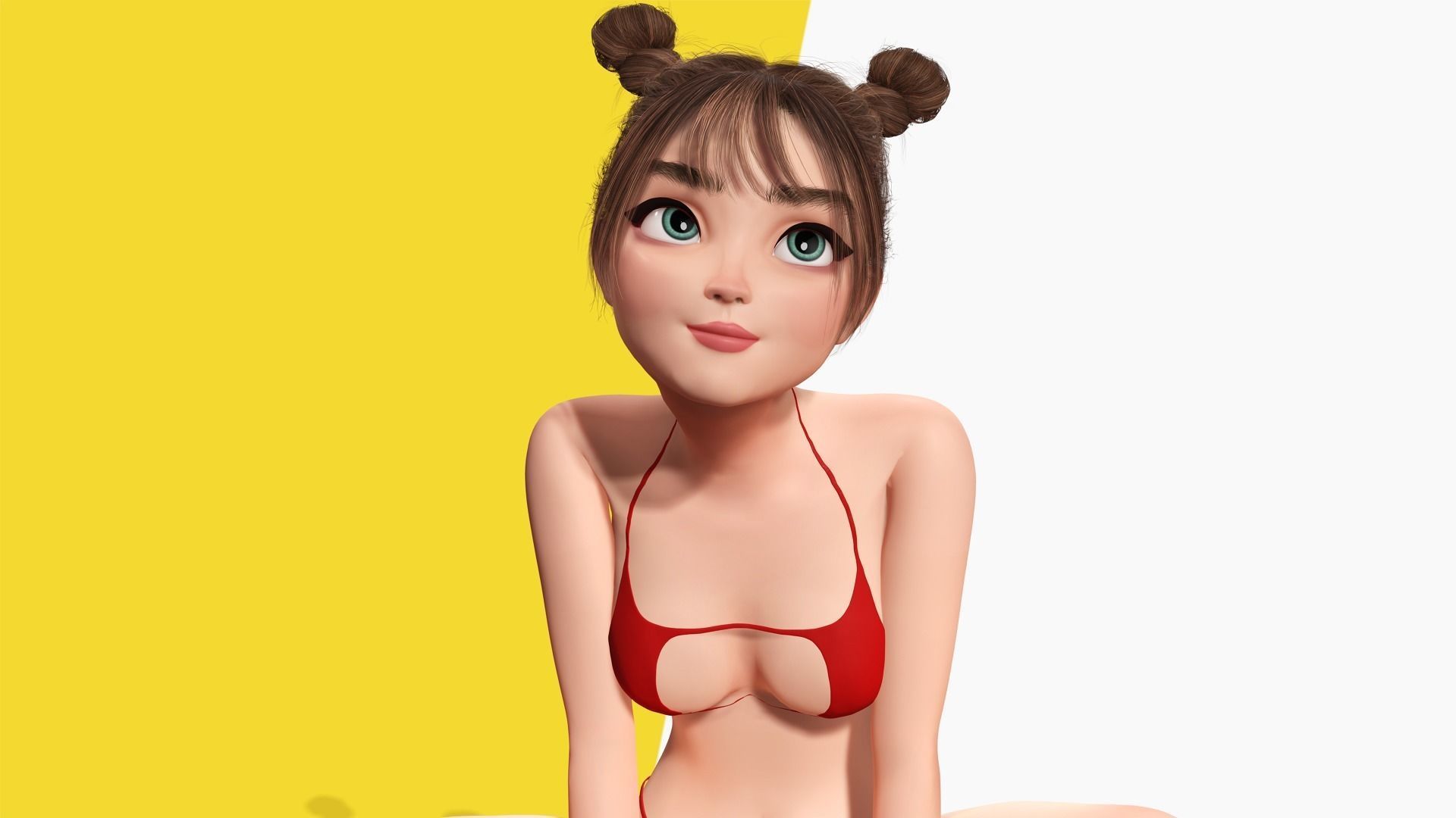 Stylized Cute Girl Low-poly 3D model_2