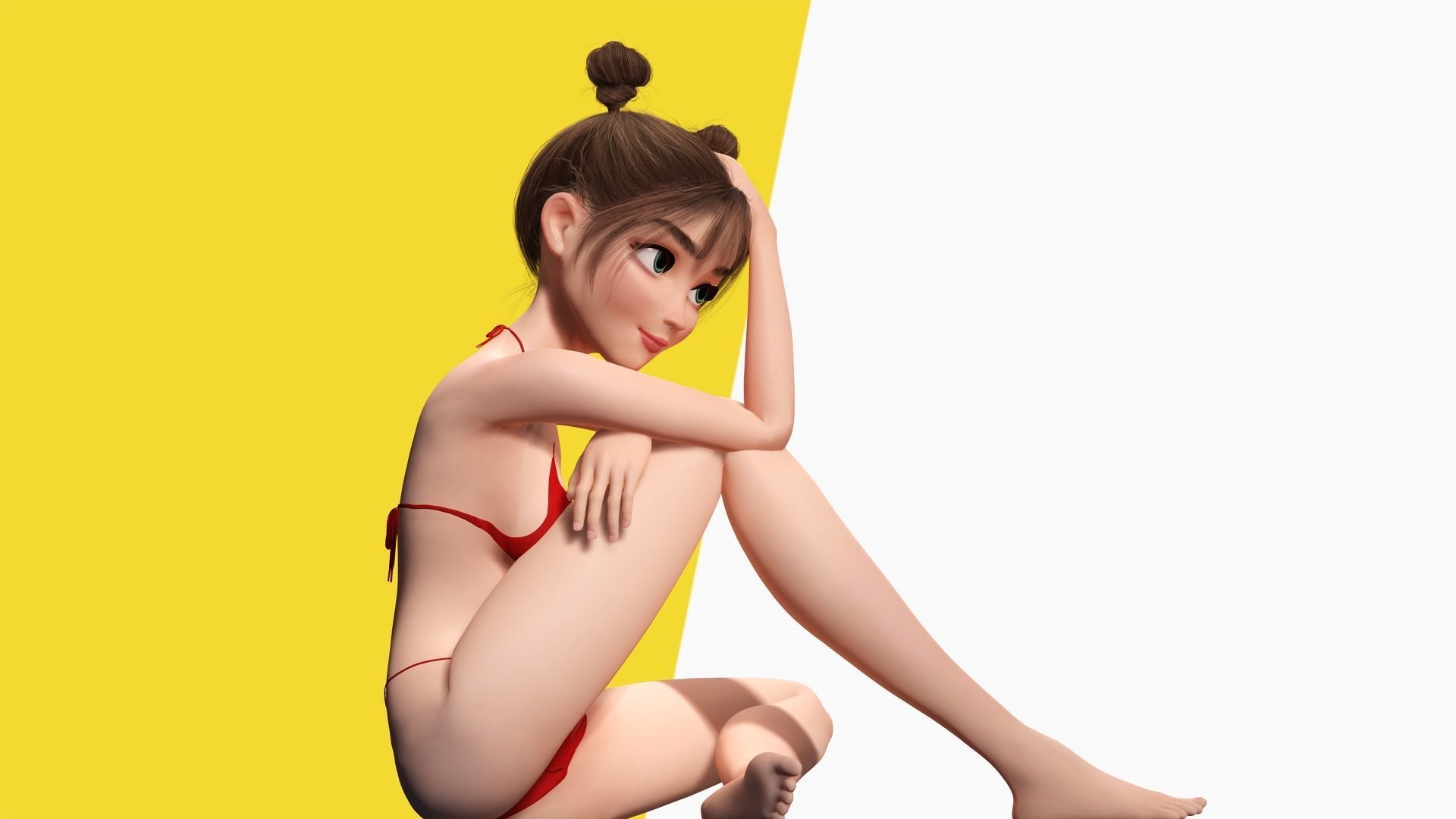 Stylized Cute Girl Low-poly 3D model_5