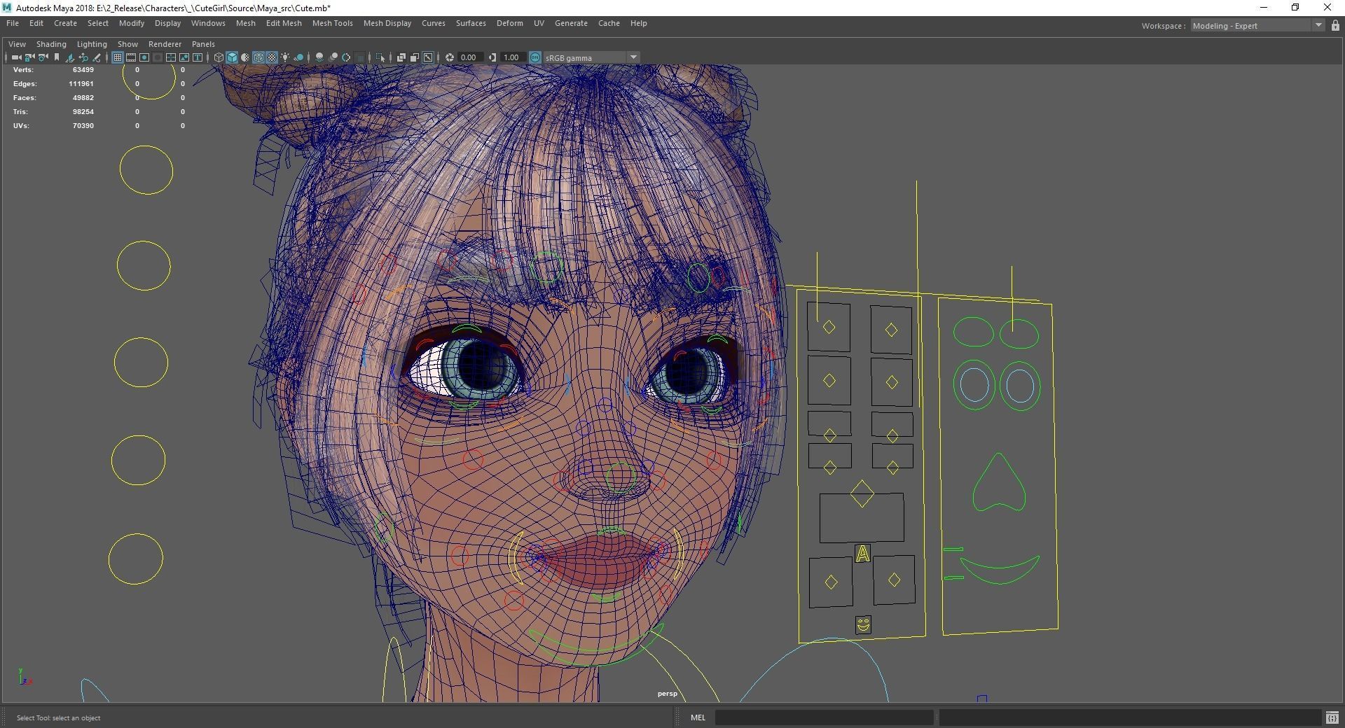 Stylized Cute Girl Low-poly 3D model_35