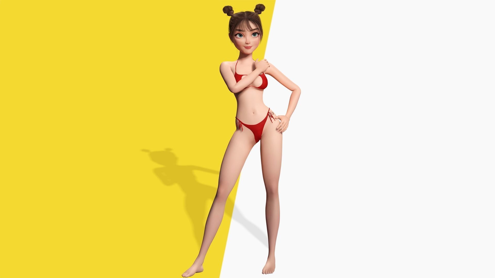 Stylized Cute Girl Low-poly 3D model_8