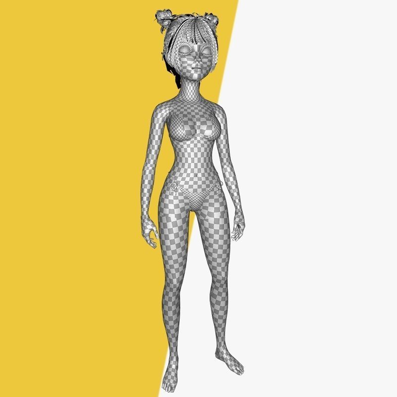 Stylized Cute Girl Low-poly 3D model_38