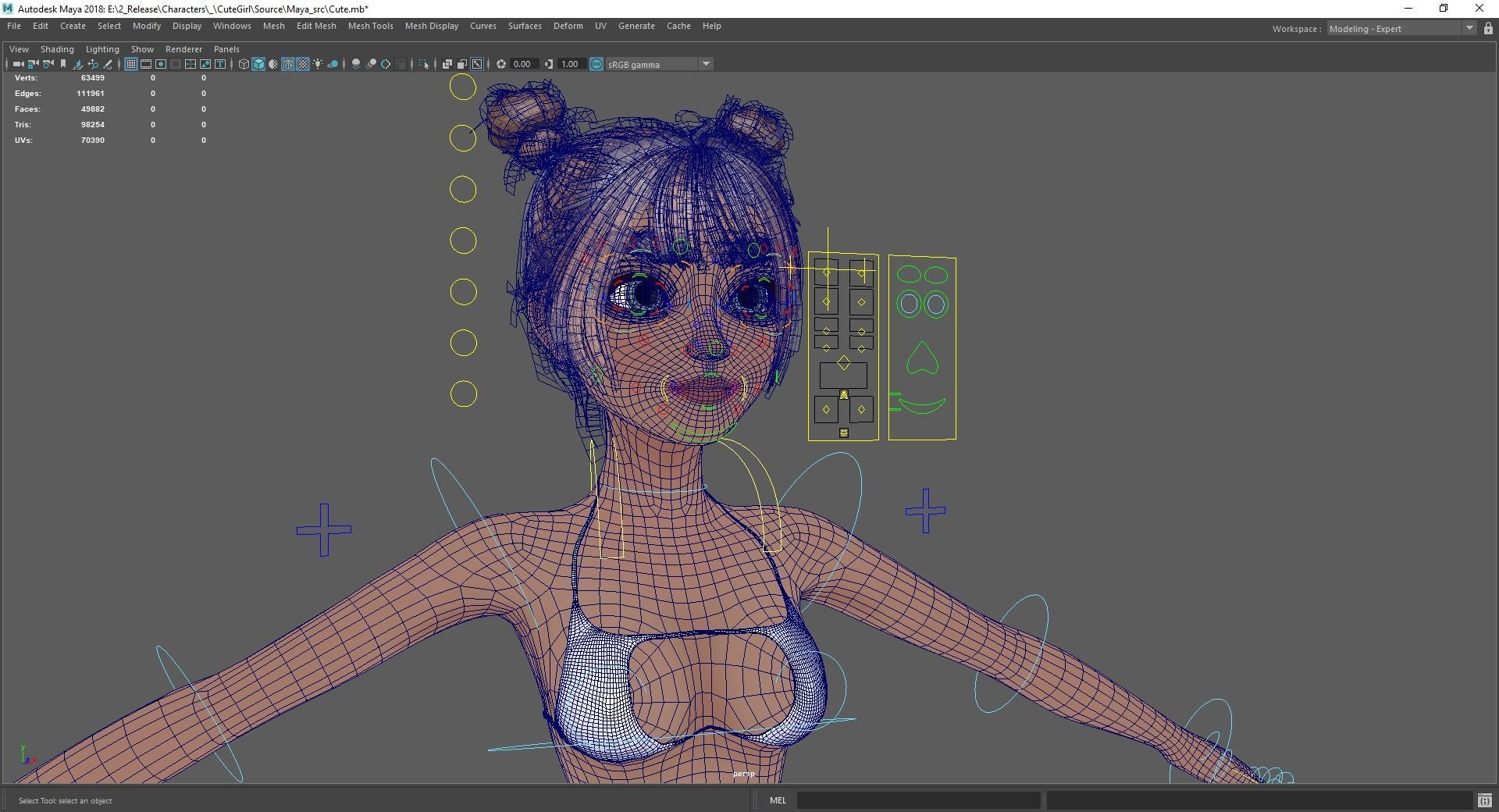 Stylized Cute Girl Low-poly 3D model_31
