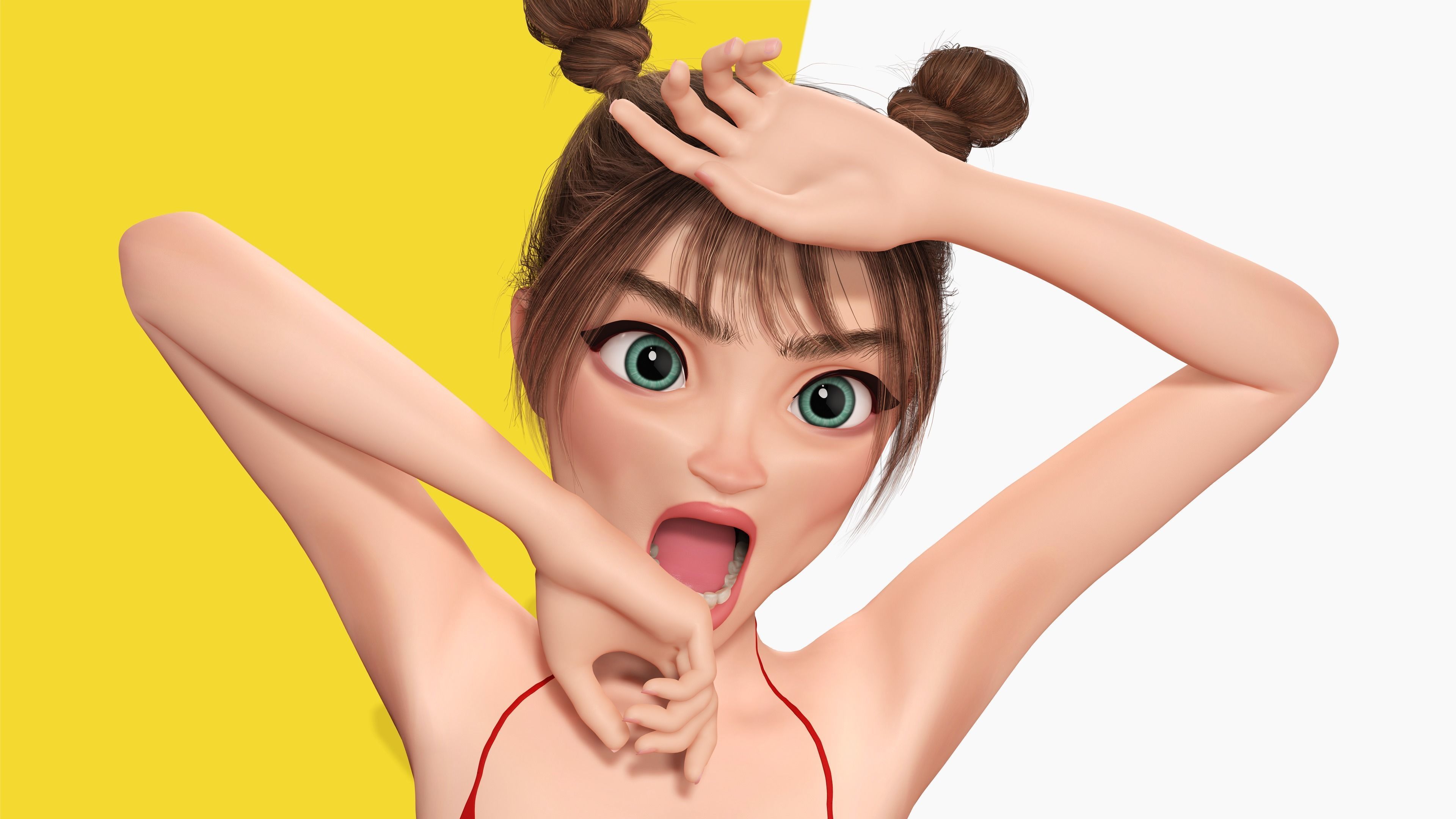 Stylized Cute Girl Low-poly 3D model_45