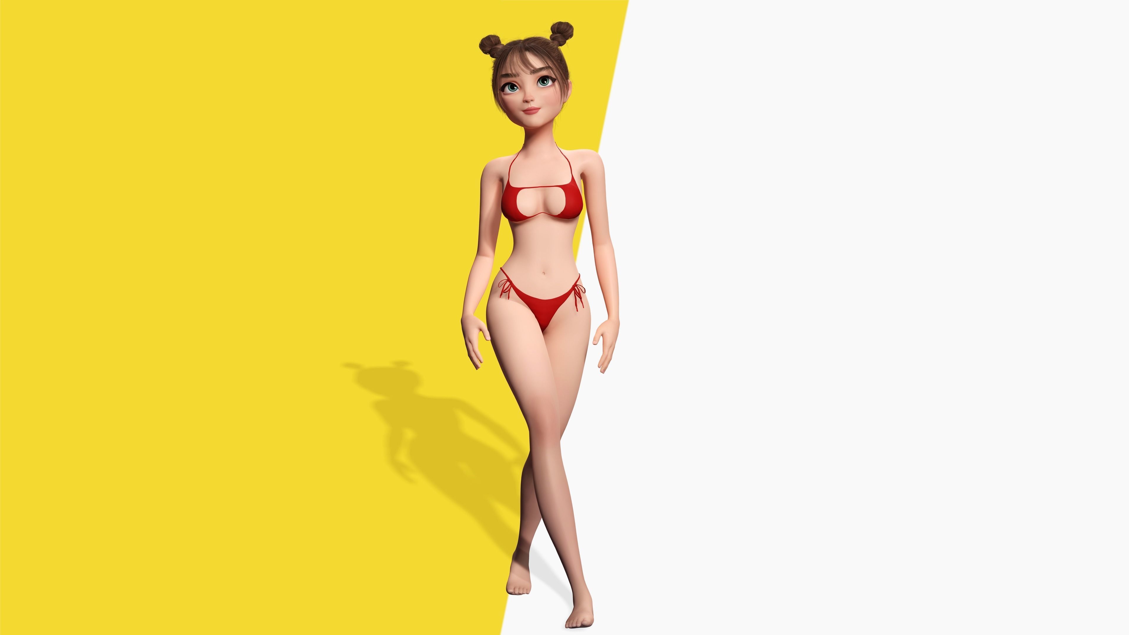 Stylized Cute Girl Low-poly 3D model_7