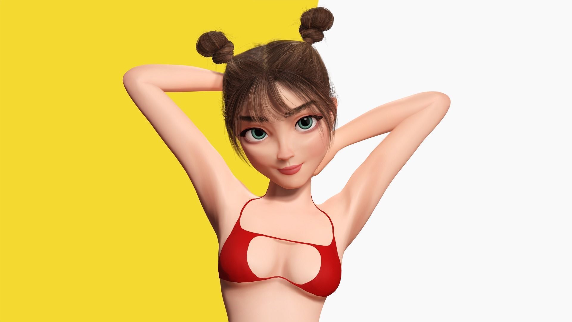 Stylized Cute Girl Low-poly 3D model_1