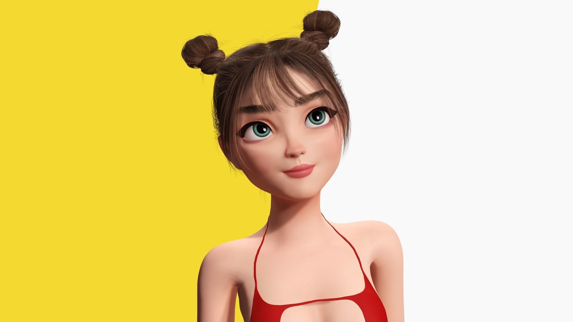 Stylized Cute Girl Low-poly 3D model_6