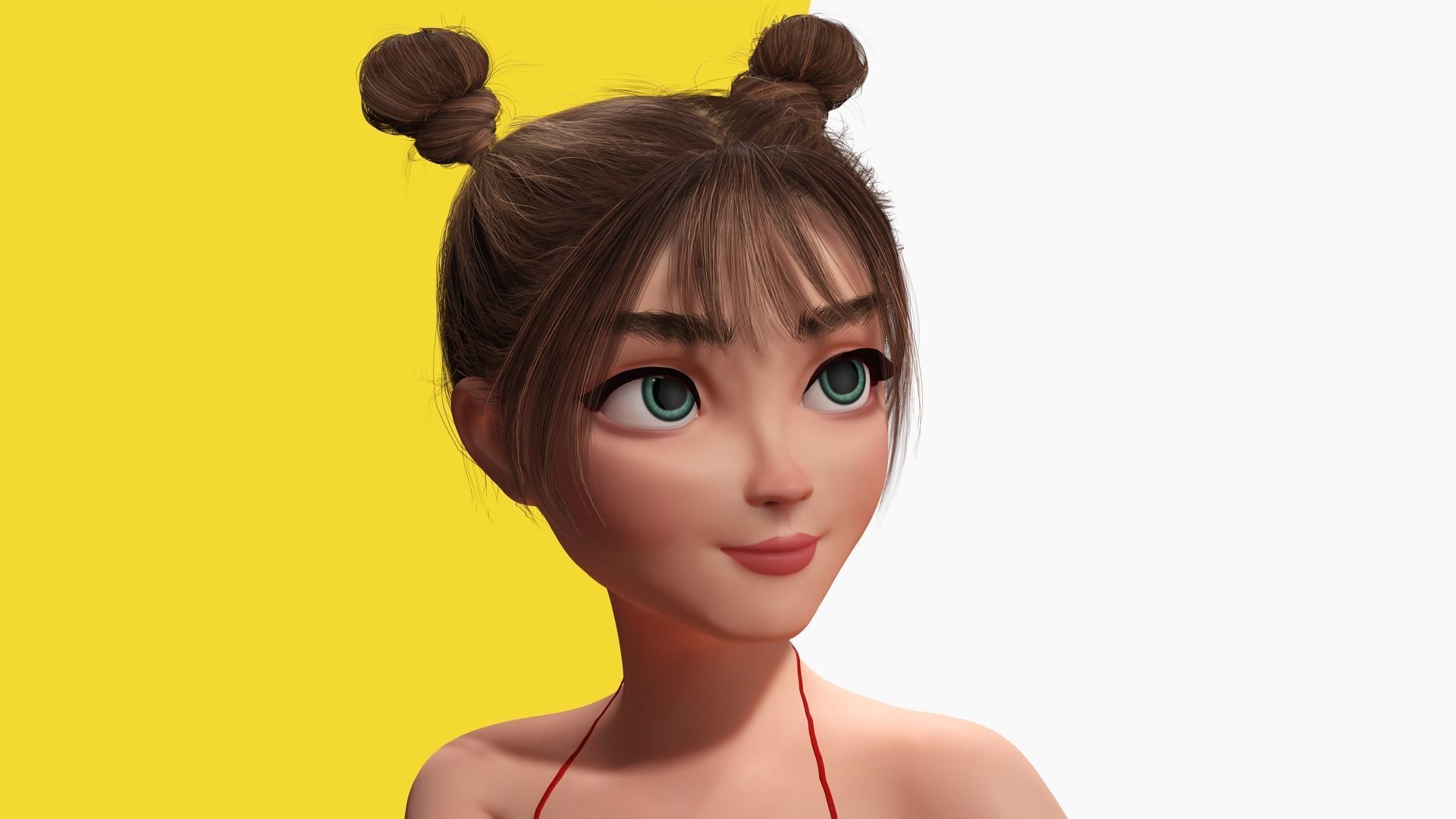 Stylized Cute Girl Low-poly 3D model_13