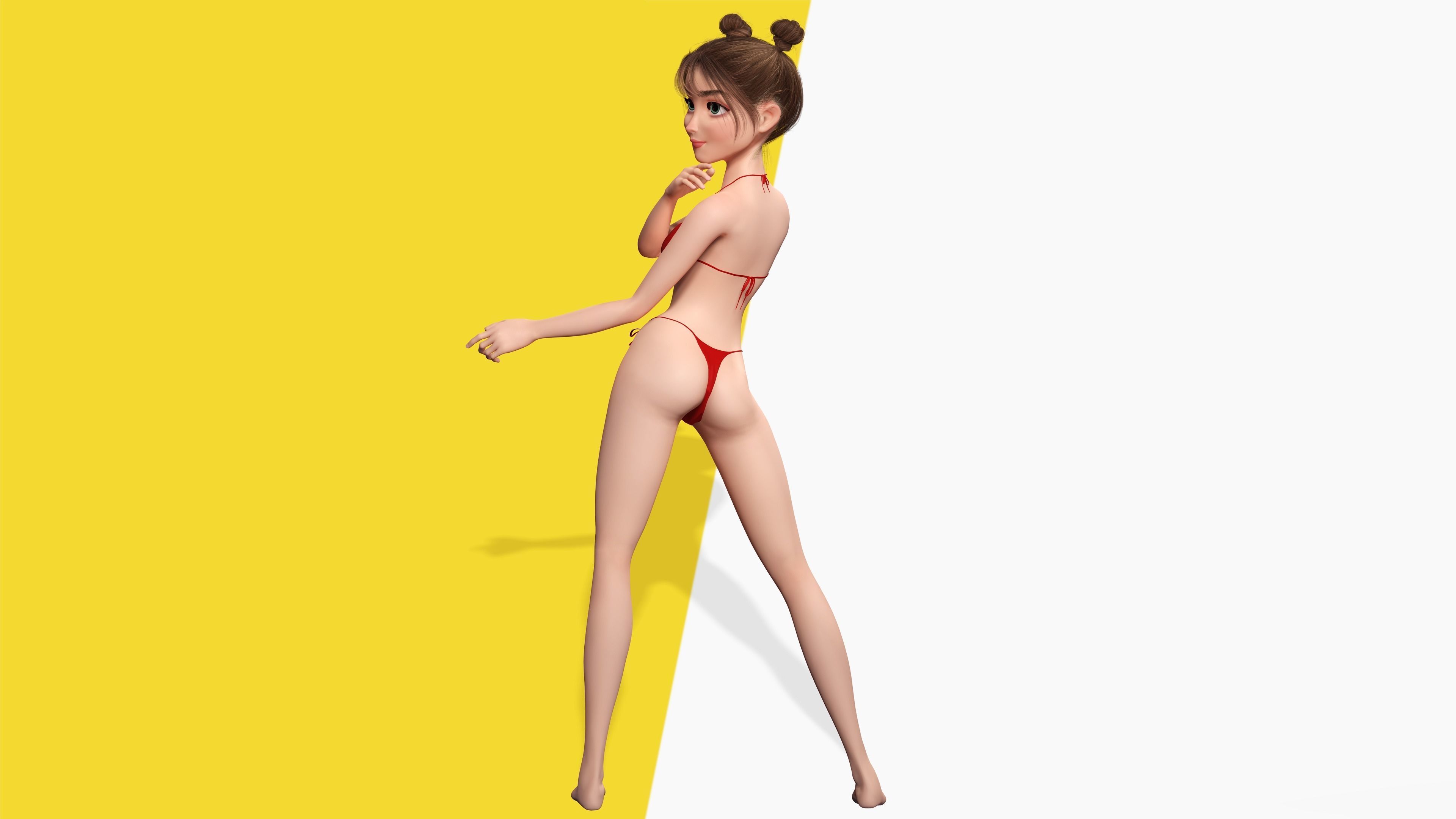 Stylized Cute Girl Low-poly 3D model_9