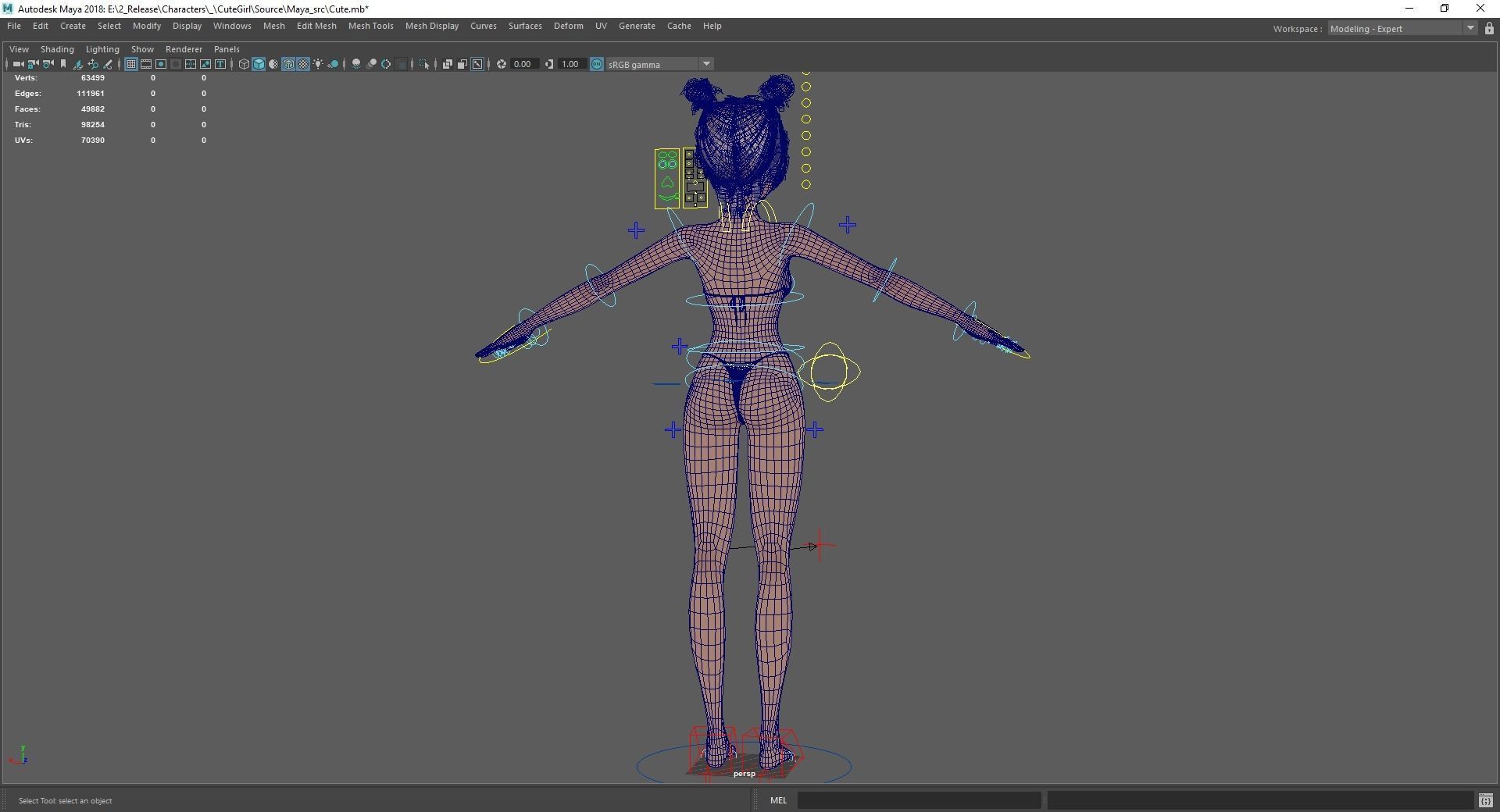 Stylized Cute Girl Low-poly 3D model_33