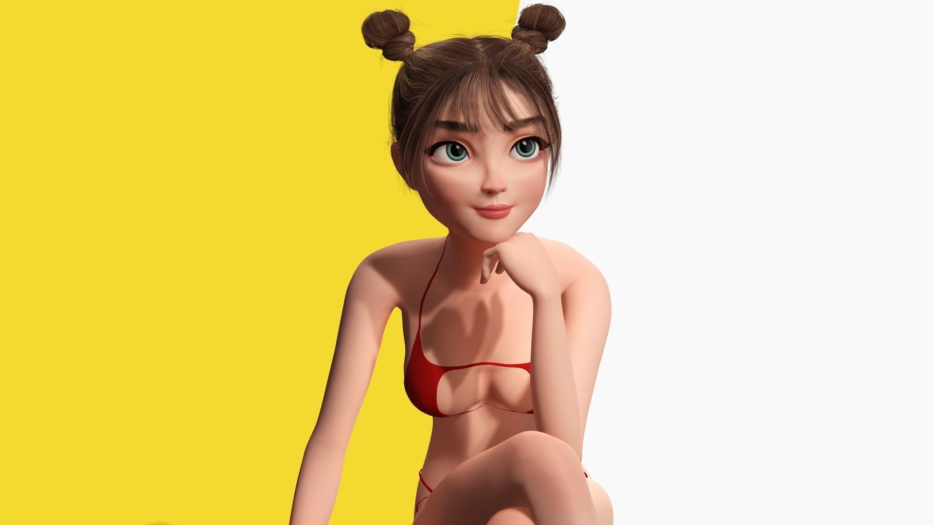 Stylized Cute Girl Low-poly 3D model_4
