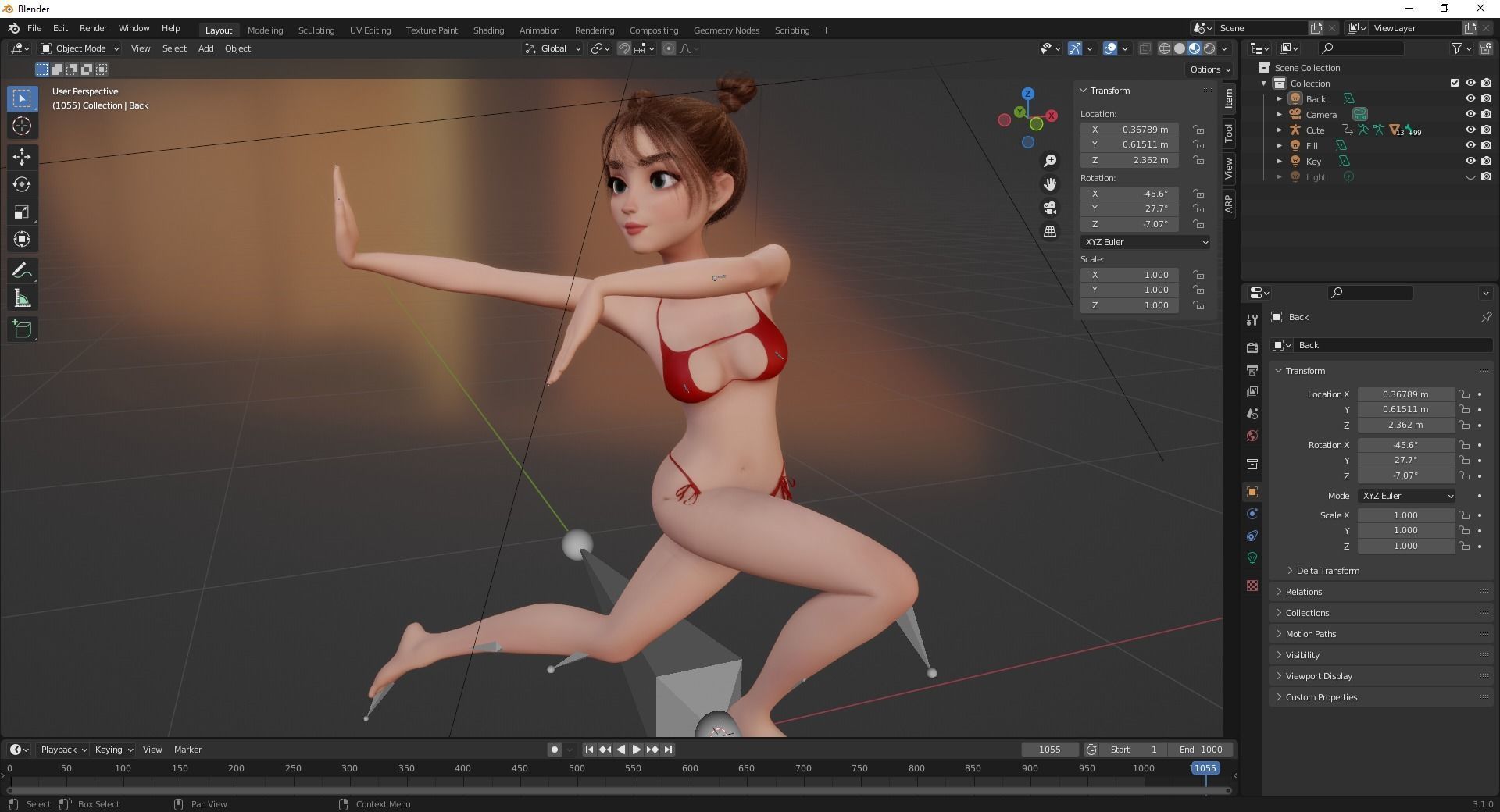Stylized Cute Girl Low-poly 3D model_19