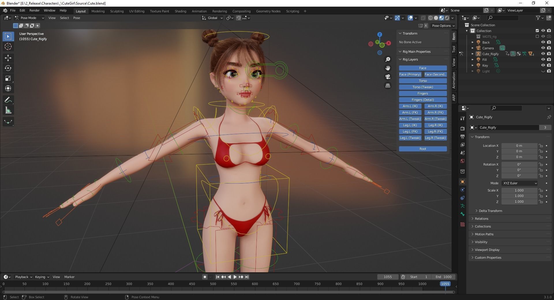 Stylized Cute Girl Low-poly 3D model_22