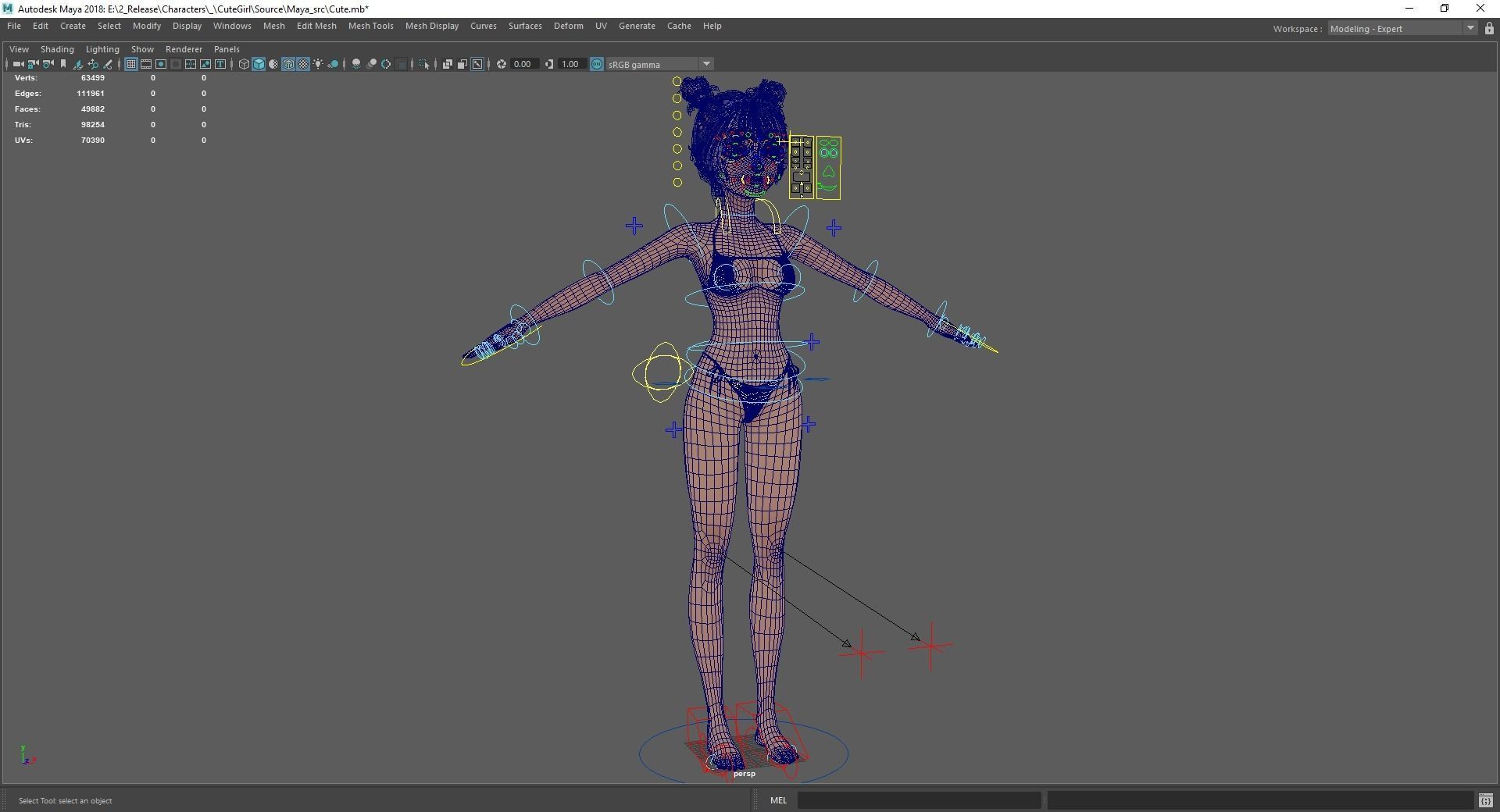 Stylized Cute Girl Low-poly 3D model_32