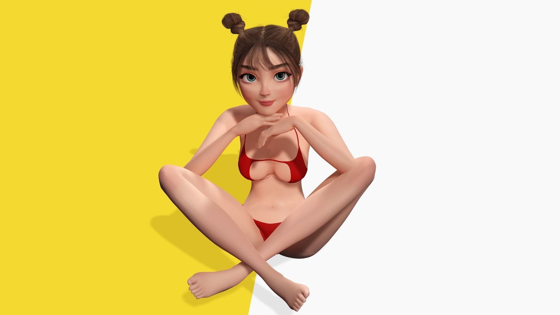 Stylized Cute Girl Low-poly 3D model_14