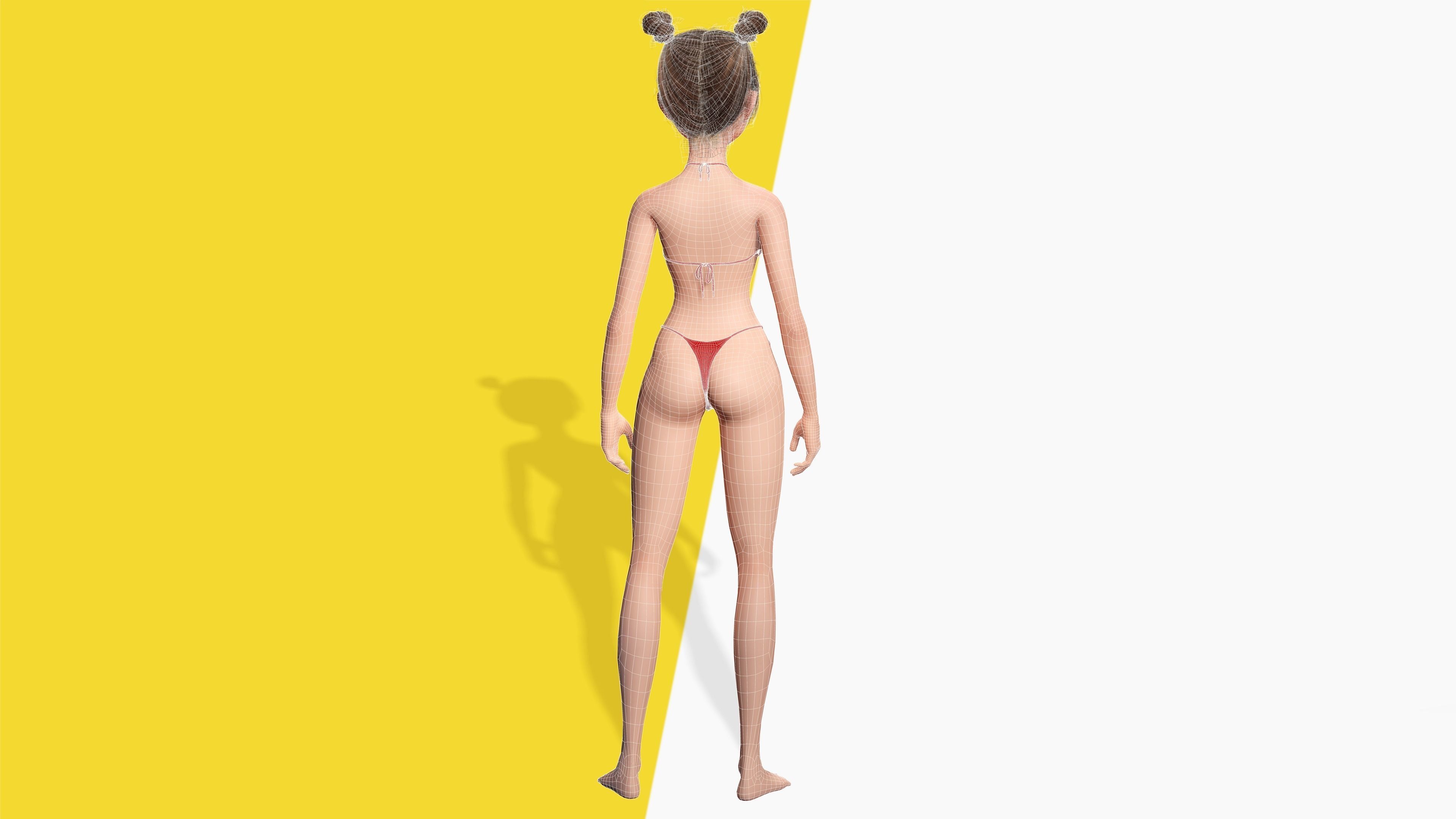 Stylized Cute Girl Low-poly 3D model_41