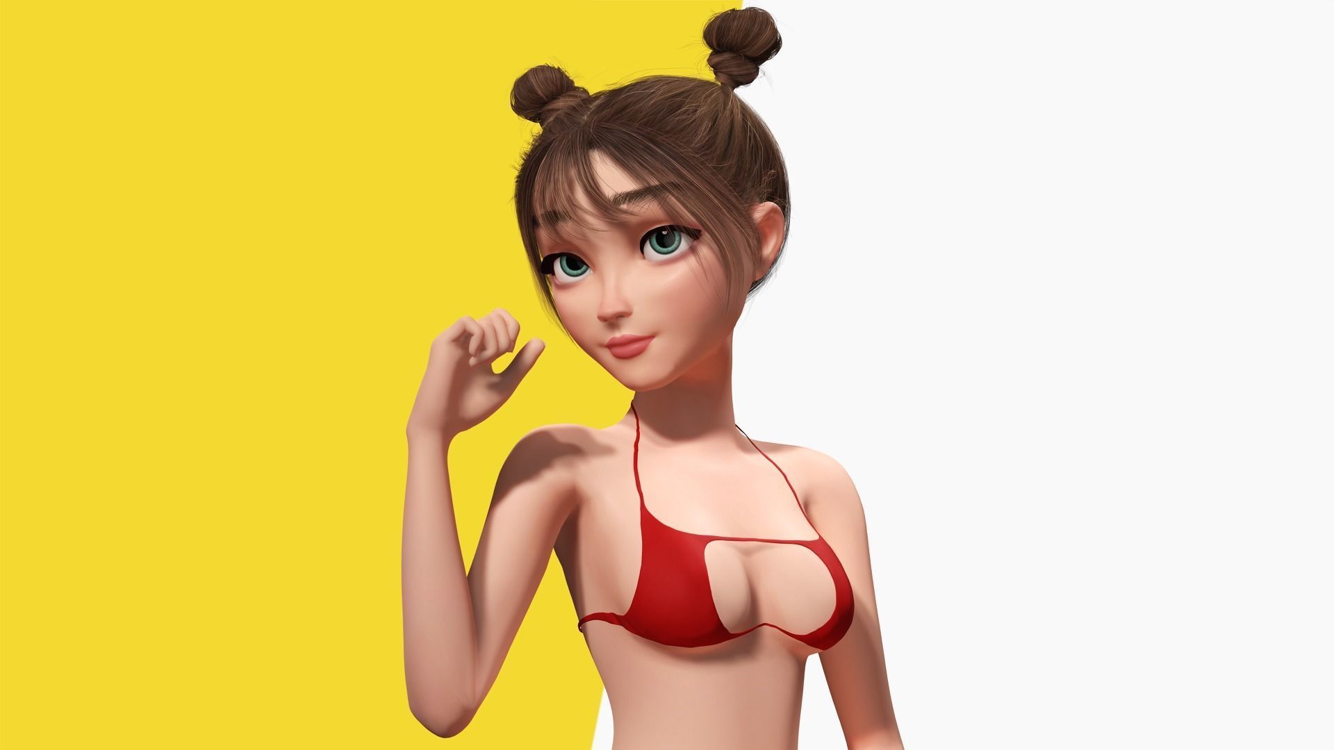 Stylized Cute Girl Low-poly 3D model_10