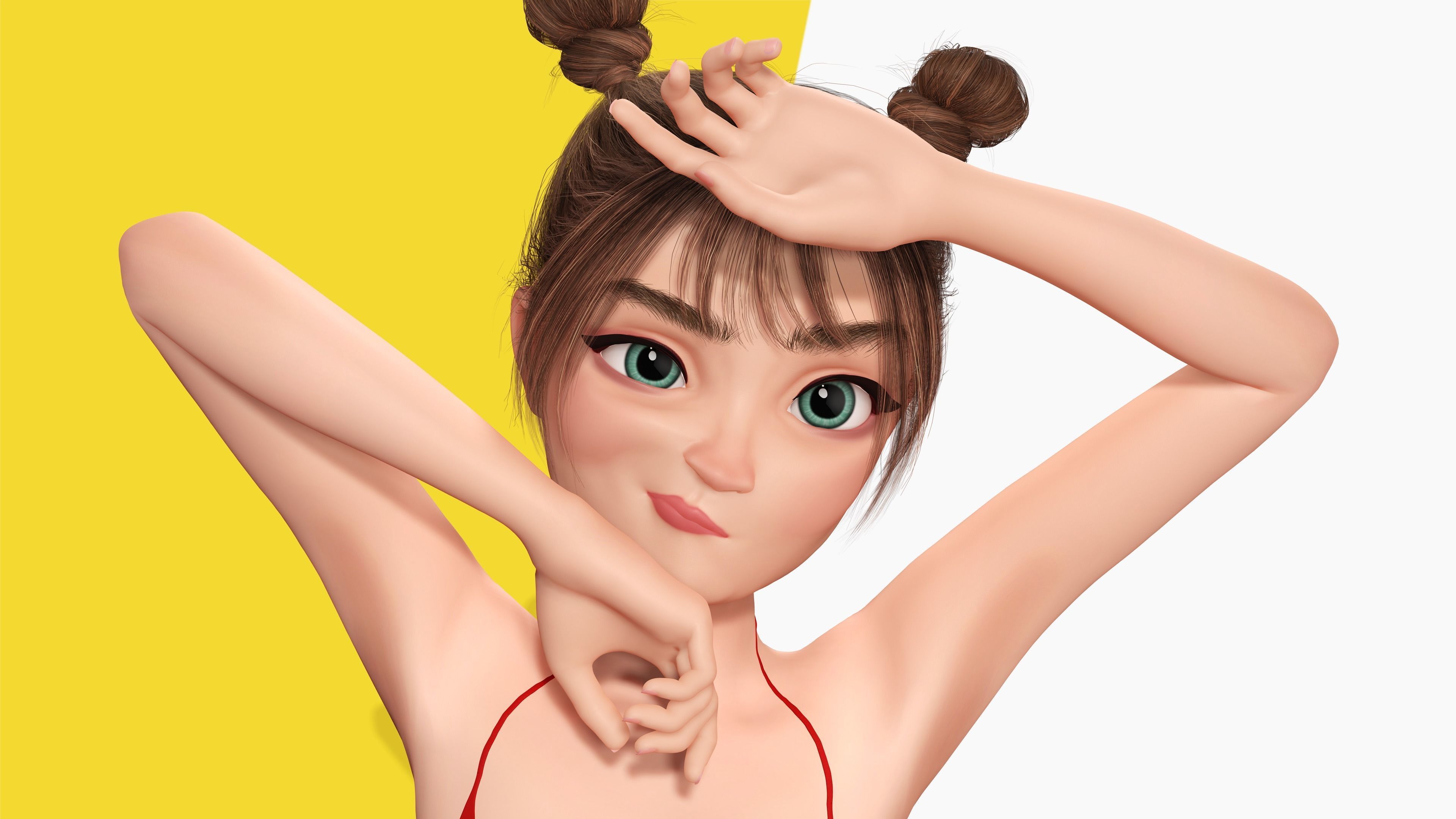 Stylized Cute Girl Low-poly 3D model_46