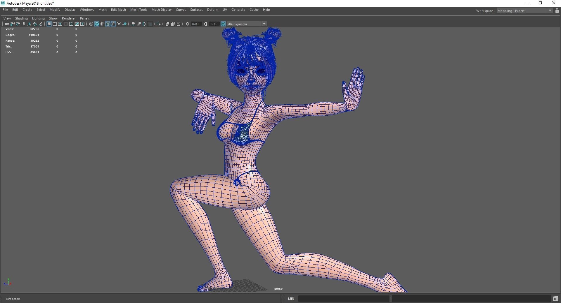 Stylized Cute Girl Low-poly 3D model_34